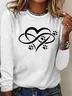 Women's Text Letters Long Sleeve Blouse_ Spring/Fall Crew Neck Daily Casual Top