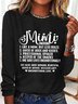 Women's Long Sleeve Blouse Spring/Fall Text Letters Cotton-Blend Crew Neck Daily Going Out Simple Top