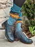 Retro Stitching Lace-up Zipper Boots