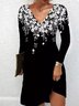 Elegant V Neck Floral Regular Fit Dress