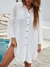 Shirt Collar Vacation Buttoned Dress