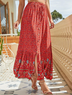 Floral Loose Cotton-Blend Boho Skirt