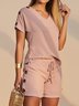 V Neck Casual Two-Piece Set