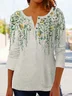 Loose Floral Casual Crew Neck Top