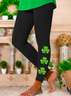 Four-Leaf Clover Tight Boho Leggings