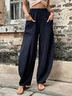 JFN Cotton & Linen Plain Casual Casual Pants