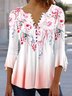 Regular Fit V Neck Floral Casual Top