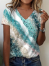 Abstract V Neck Regular Fit Casual T-Shirt