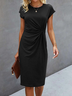 Crew Neck Twist Solid Fitted Dress