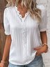 V Neck Plain Lace Elegant Blouse