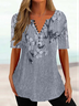Casual Regular Fit Floral V Neck Shirt