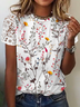 Women's Short Sleeve Blouse Summer Floral Lace Crew Neck Daily Going Out Casual Top