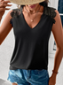 Lace Casual V Neck Contrast Guipure  Shirt