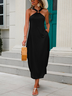 Casual Halter Loose Plain Crisscross Sleeveless Midi Dress