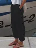 Women's Elastic Waist T-Line Turnip Pants Daily Going Out Pants Linen Buttoned Cotton Plain Spring/Fall Pants