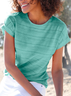 Crew Neck Casual Loose Textured Pattern Shirt