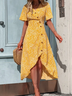 Ditsy Floral V Neck Ditsy Loose Geometric Vacation Dress
