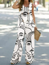 Abstract Crew Neck Loose Casual Two-Piece Set