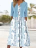 Women's Floral Pattern Daily Going Out Two Piece Set Half Sleeve Elegant Summer Coat With Tank Dress Matching Set