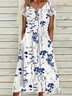 Women's Floral Short Sleeve Summer Lace Dress Crew Neck Daily Casual Maxi A-Line Dress