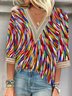 Loose Casual V Neck Ombre Blouse