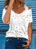 Casual V Neck Butterfly Lace Blouse