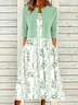 Women's Floral Pattern Daily Going Out Two Piece Set Half Sleeve Elegant Summer Coat With Tank Dress Matching Set