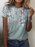 Women's Short Sleeve Tee T-shirt Summer Floral Crew Neck Casual Top