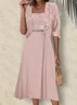 Women's Lace Plain Party Going Out Two Piece Set Half Sleeve Elegant Summer Coat With Skirt Matching Set