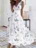Casual Floral V Neck Dress