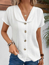 Loose Cotton Lapel Collar Casual Blouse