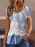 Casual Loose V Neck Lace Shirt
