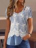 Casual Loose V Neck Lace Blouse