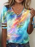 Casual V Neck Ombre T-Shirt