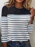 Plus size Casual Striped Crew Neck T-Shirt