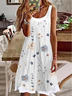 Casual Floral Loose Crew Neck Dress
