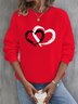 Heart/Cordate Crew Neck Casual Sweatshirt