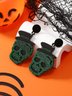 Halloween Glitter Skull Hat Stud Earrings