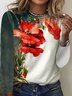 Plus Size Floral Casual Crew Neck Loose T-Shirt