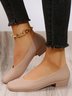 Elegant Geometric Embossed Square Toe Low Heel Shallow Shoes