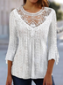 Regular Fit Crew Neck Flare Sleeve Casual Plain Plus Size Shirt
