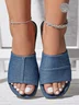 Blue Denim Stitching Design Flat Sandals