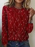 Christmas Long Sleeve Floral Casual T-Shirt