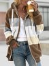 Color Block Casual Teddy Jacket
