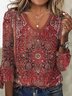 Plus Size Casual Ethnic V-neck T-Shirt