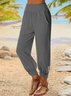 Casual Plain Cotton Pants