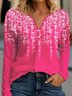 Plus Size Floral Casual Buckle Loose T-Shirt