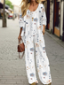 Casual Crew Neck Floral Two-Piece Set