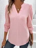 Women's Casual Jacquard V Neck T-Shirt
