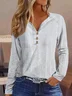 Casual Striped Loose V Neck T-Shirt